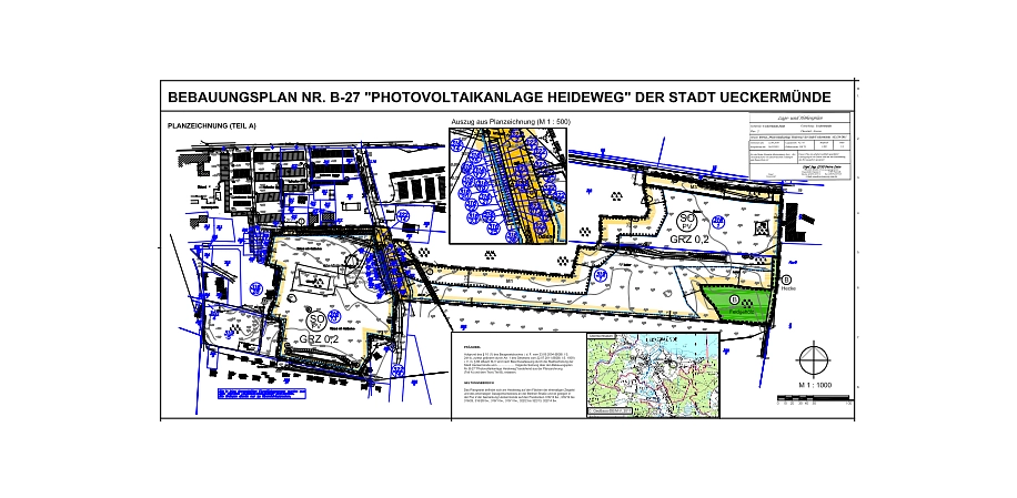 Bisheriger und zukünftiger Geltungsbereich des Bebauungsplanes Nr. B-27 „Photovoltaikanlage Heideweg“